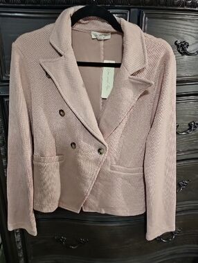 Doe and Rae Mauve Pink Textured Double Breasted Blazer Jacket Small S# 10556J-1